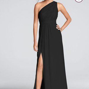 Davids Bridal One-Shoulder Crinkle Chiffon Dress